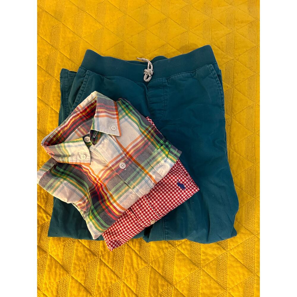 Lot 3 Boys Polo Ralph Lauren Gap Kids Lands’ End pants shirts Sz M 7 8